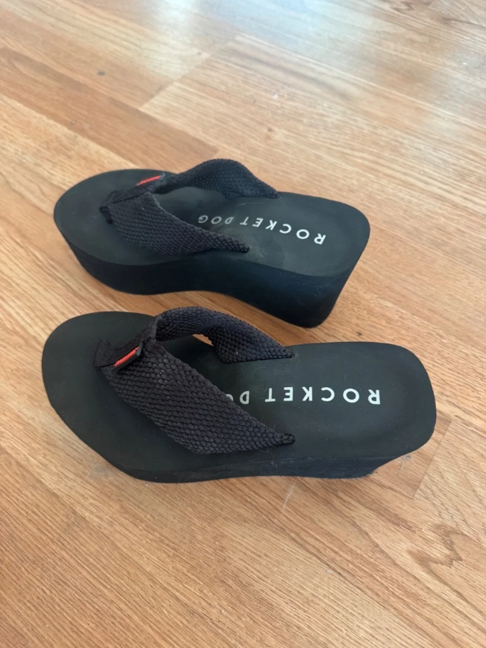 Black platform flip flops